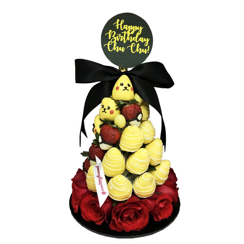 25cm Pikachu Strawberry Tower w Topper (Small)